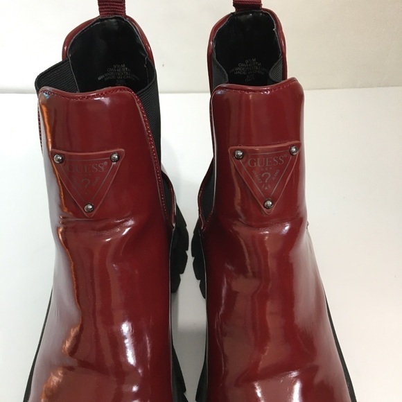 Guess Hestia Chelsea Medium Red Chink Sole Platform Pull on Ankle boots - Picture 15 of 16